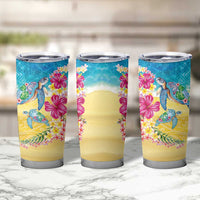 Hawaiian Tropical Plants Turtles Tumbler Cup Watercolor Style - Polynesian Pride