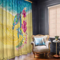 Hawaiian Tropical Plants Turtles Window Curtain Watercolor Style - Polynesian Pride