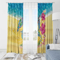 Hawaiian Tropical Plants Turtles Window Curtain Watercolor Style - Polynesian Pride