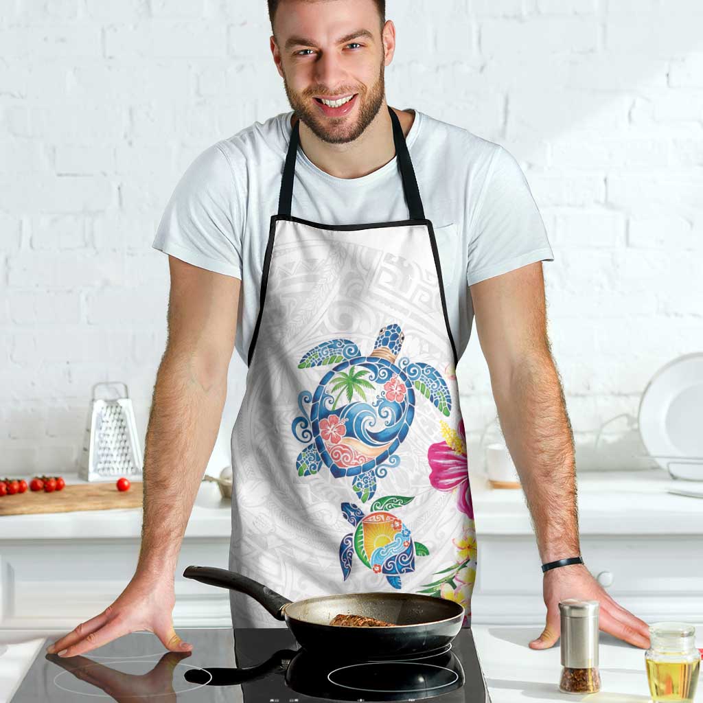 Hawaiian Abstract Art Turtles Apron with Plumeria and Hibiscus - Polynesian Pride