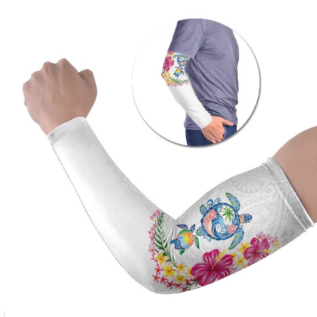 Hawaiian Abstract Art Turtles Arm Sleeves with Plumeria and Hibiscus - Polynesian Pride