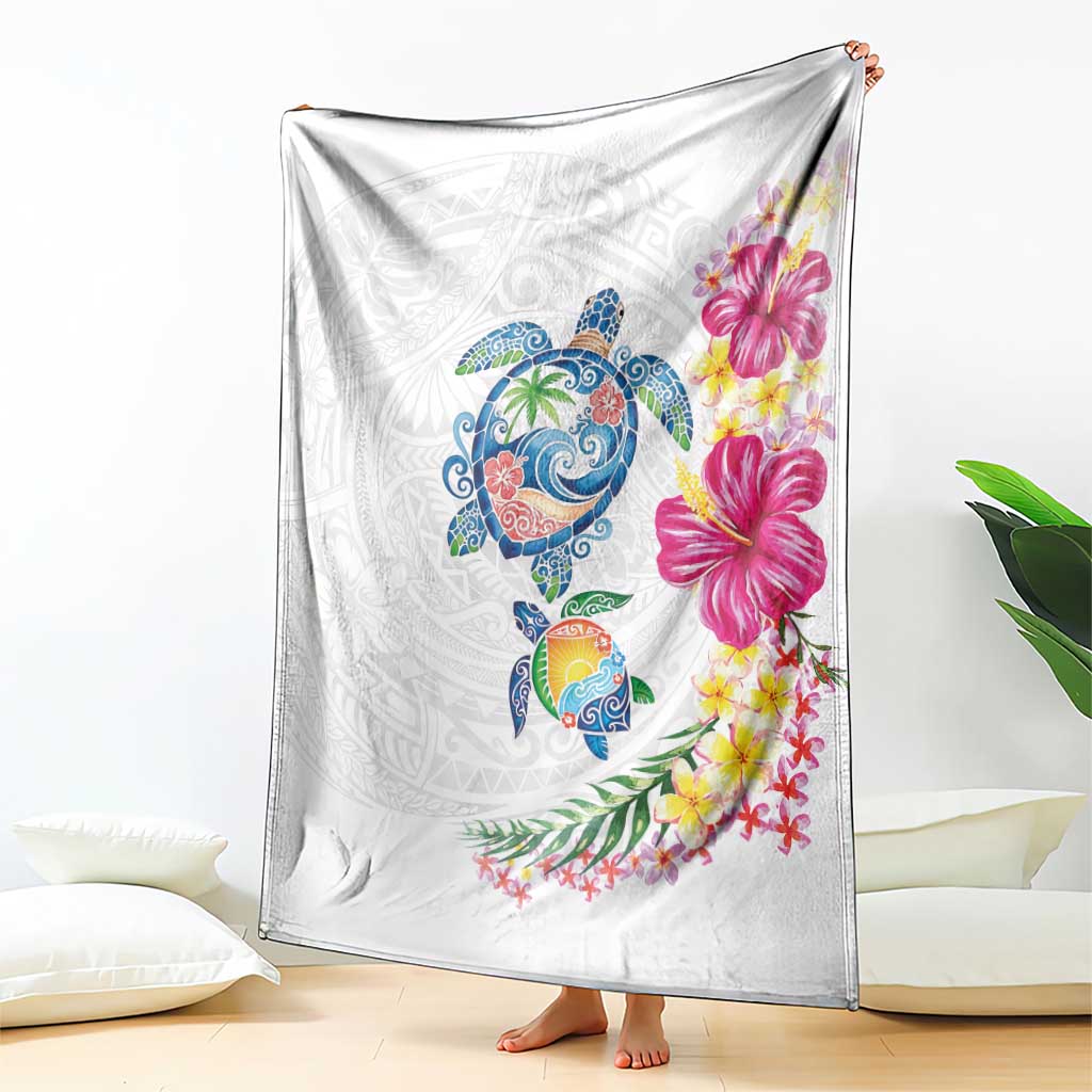 Hawaiian Abstract Art Turtles Blanket with Plumeria and Hibiscus LT03 - Polynesian Pride