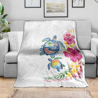 Hawaiian Abstract Art Turtles Blanket with Plumeria and Hibiscus LT03 - Polynesian Pride