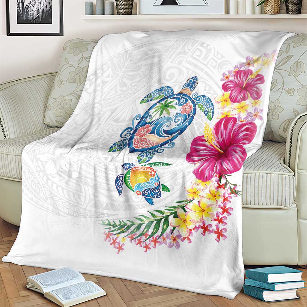 Hawaiian Abstract Art Turtles Blanket with Plumeria and Hibiscus LT03 - Polynesian Pride
