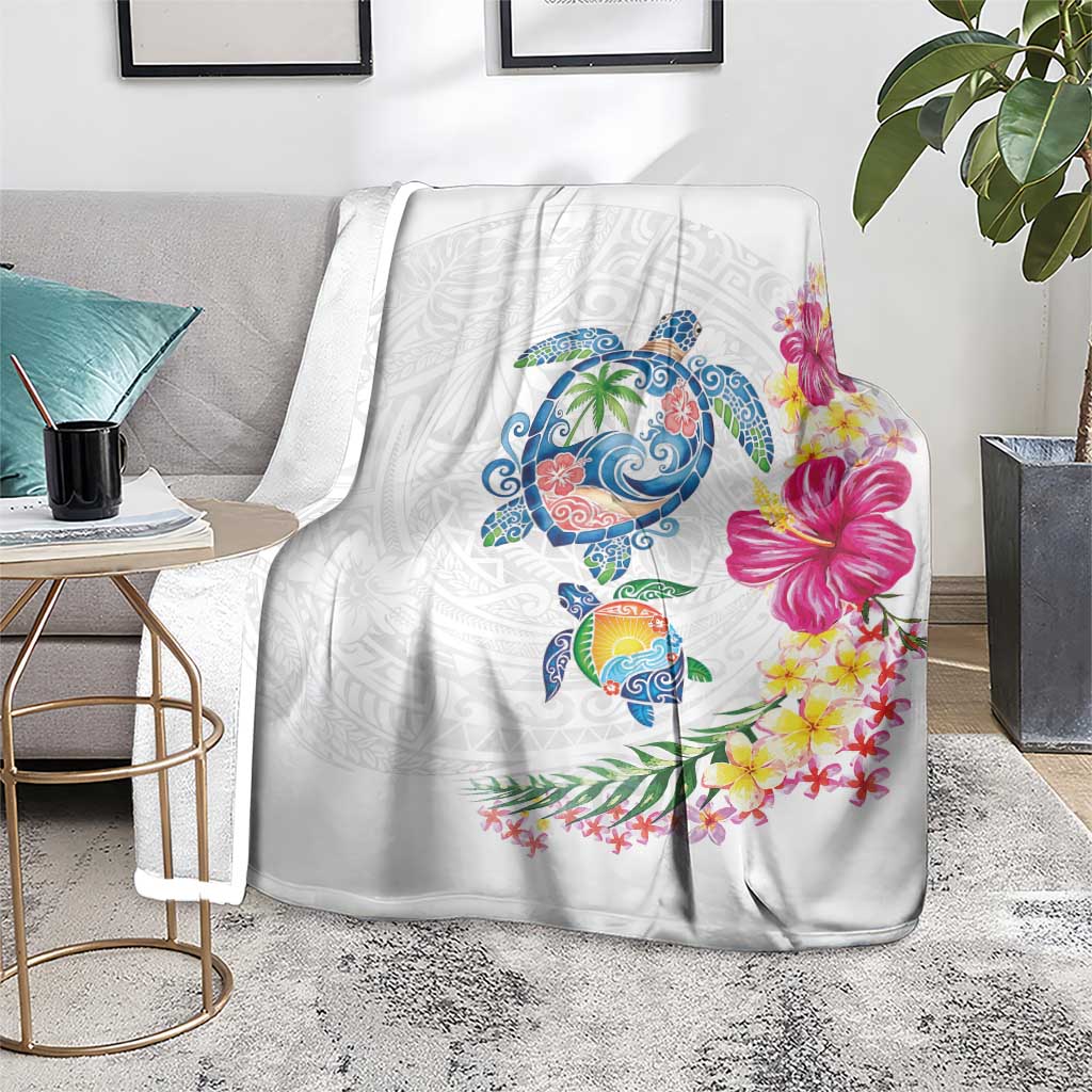 Hawaiian Abstract Art Turtles Blanket with Plumeria and Hibiscus LT03 - Polynesian Pride