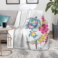 Hawaiian Abstract Art Turtles Blanket with Plumeria and Hibiscus LT03 - Polynesian Pride
