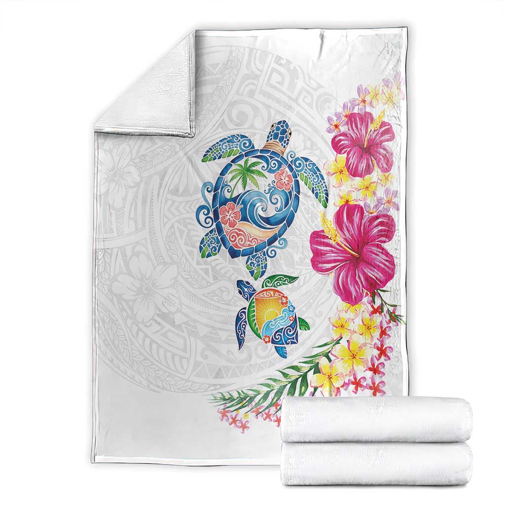 Hawaiian Abstract Art Turtles Blanket with Plumeria and Hibiscus LT03 - Polynesian Pride