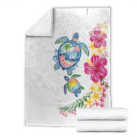 Hawaiian Abstract Art Turtles Blanket with Plumeria and Hibiscus LT03 - Polynesian Pride
