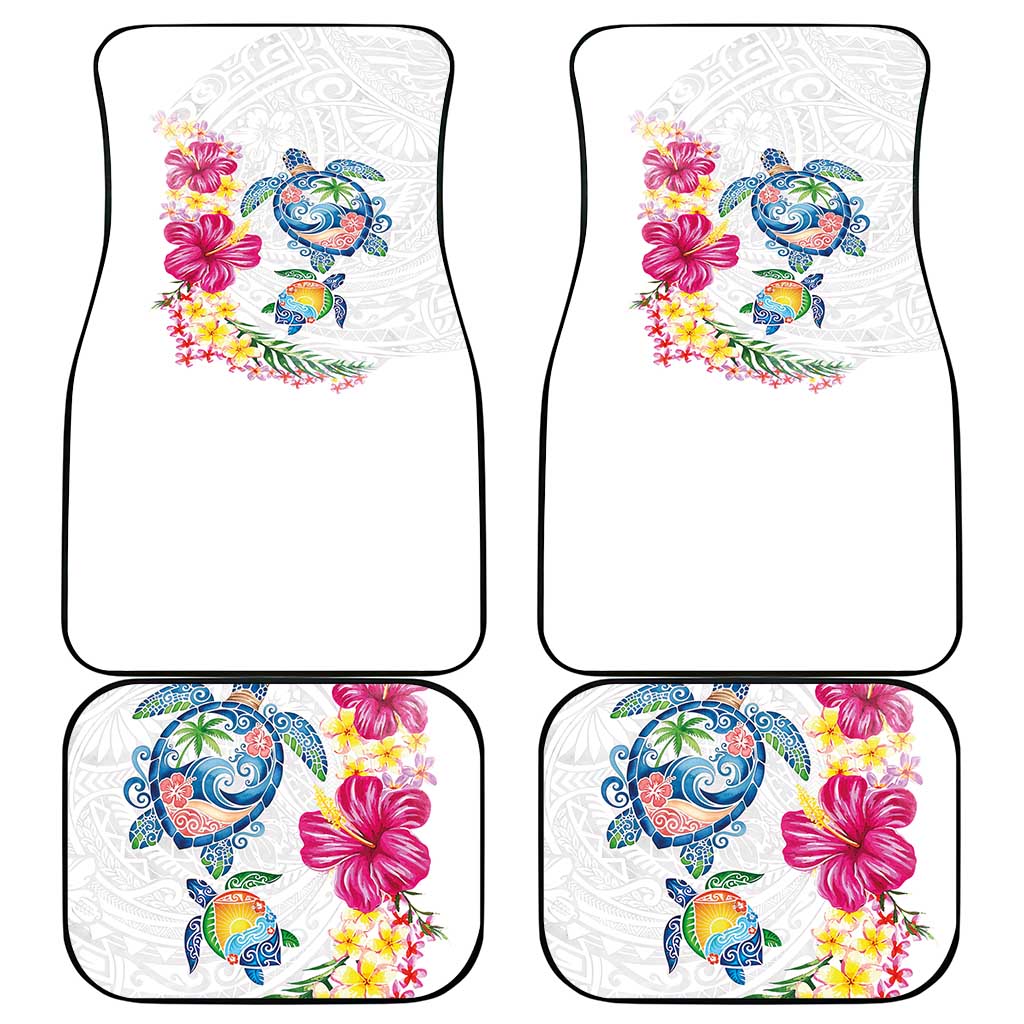 Hawaiian Abstract Art Turtles Car Mats with Plumeria and Hibiscus - Polynesian Pride