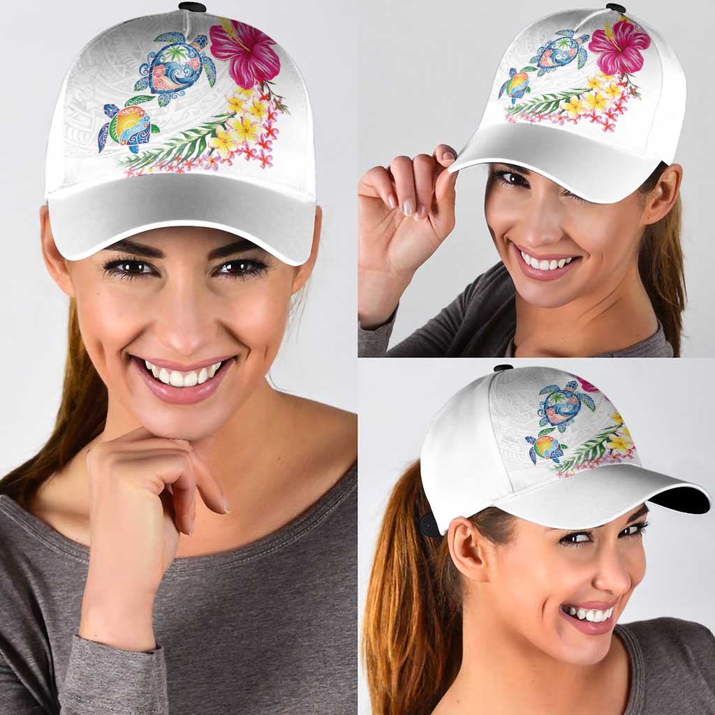 Hawaiian Abstract Art Turtles Classic Cap with Plumeria and Hibiscus - Polynesian Pride