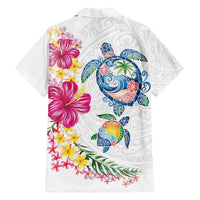 Hawaiian Abstract Art Turtles Family Matching Summer Maxi Dress and Hawaiian Shirt with Plumeria and Hibiscus - Polynesian Pride