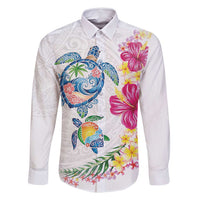 Hawaiian Abstract Art Turtles Family Matching Summer Maxi Dress and Hawaiian Shirt with Plumeria and Hibiscus - Polynesian Pride