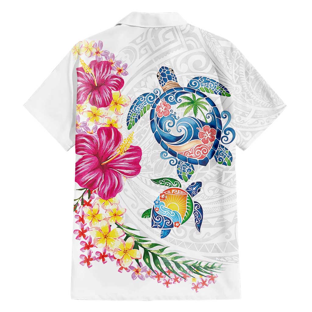 Hawaiian Abstract Art Turtles Hawaiian Shirt with Plumeria and Hibiscus - Polynesian Pride