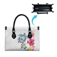 Hawaiian Abstract Art Turtles Leather Bag with Plumeria and Hibiscus - Polynesian Pride