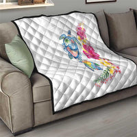 Hawaiian Abstract Art Turtles Quilt with Plumeria and Hibiscus - Polynesian Pride