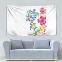 Hawaiian Abstract Art Turtles Tapestry with Plumeria and Hibiscus LT03 - Polynesian Pride