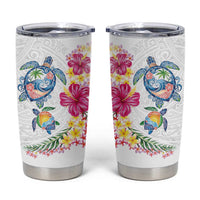 Hawaiian Abstract Art Turtles Tumbler Cup with Plumeria and Hibiscus - Polynesian Pride