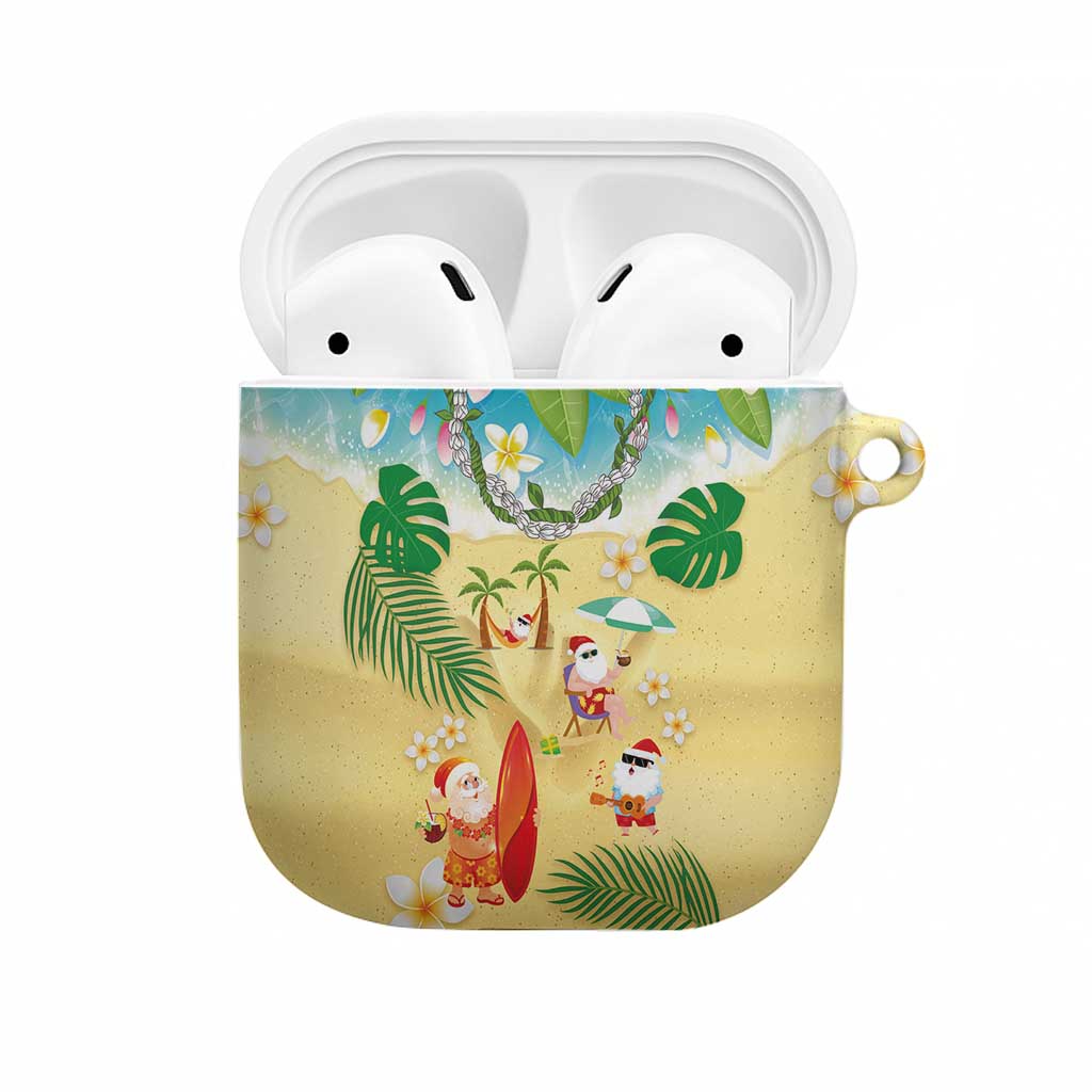 Hawaiian Mele Kalikimaka AirPods Case Tropical Plumeria and Lei Funny Santa Beach - Polynesian Pride