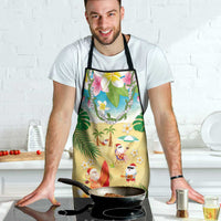 Hawaiian Mele Kalikimaka Apron Tropical Plumeria and Lei Funny Santa Beach - Polynesian Pride