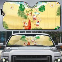 Hawaiian Mele Kalikimaka Auto Sun Shade Tropical Plumeria and Lei Funny Santa Beach - Polynesian Pride