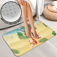 Hawaiian Mele Kalikimaka Bathroom Set Tropical Plumeria and Lei Funny Santa Beach - Polynesian Pride