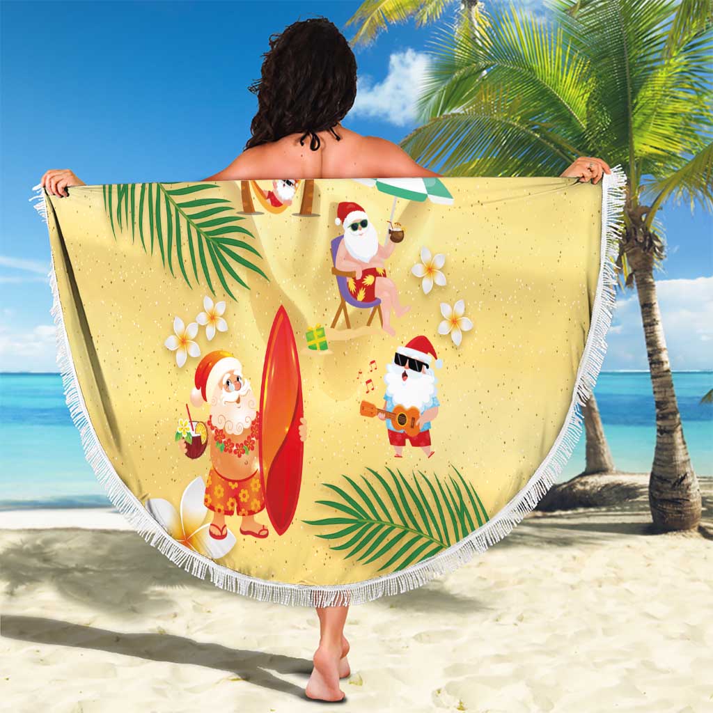Hawaiian Mele Kalikimaka Beach Blanket Tropical Plumeria and Lei Funny Santa Beach - Polynesian Pride