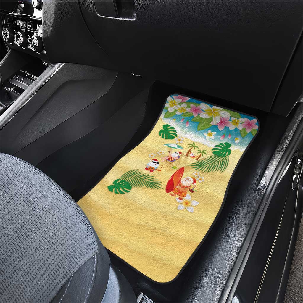 Hawaiian Mele Kalikimaka Car Mats Tropical Plumeria and Lei Funny Santa Beach - Polynesian Pride