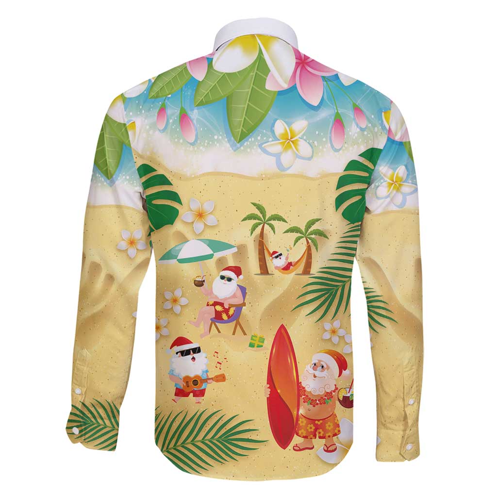 Hawaiian Mele Kalikimaka Family Matching Puletasi and Hawaiian Shirt Tropical Plumeria and Lei Funny Santa Beach LT03 - Polynesian Pride