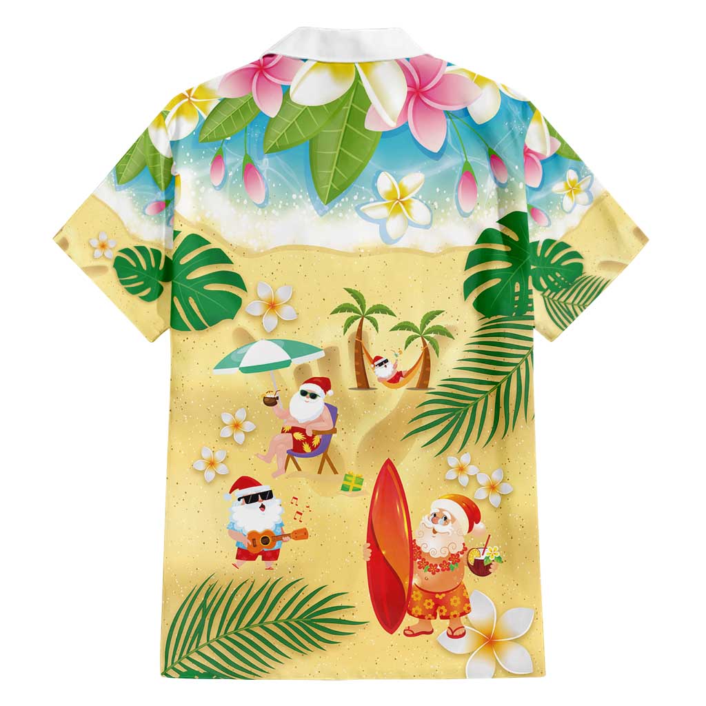 Hawaiian Mele Kalikimaka Family Matching Short Sleeve Bodycon Dress and Hawaiian Shirt Tropical Plumeria and Lei Funny Santa Beach - Polynesian Pride