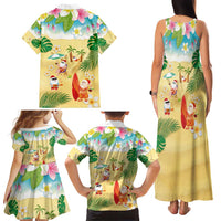 Hawaiian Mele Kalikimaka Family Matching Tank Maxi Dress and Hawaiian Shirt Tropical Plumeria and Lei Funny Santa Beach - Polynesian Pride