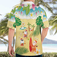 Hawaiian Mele Kalikimaka Hawaiian Shirt Tropical Plumeria and Lei Funny Santa Beach - Polynesian Pride