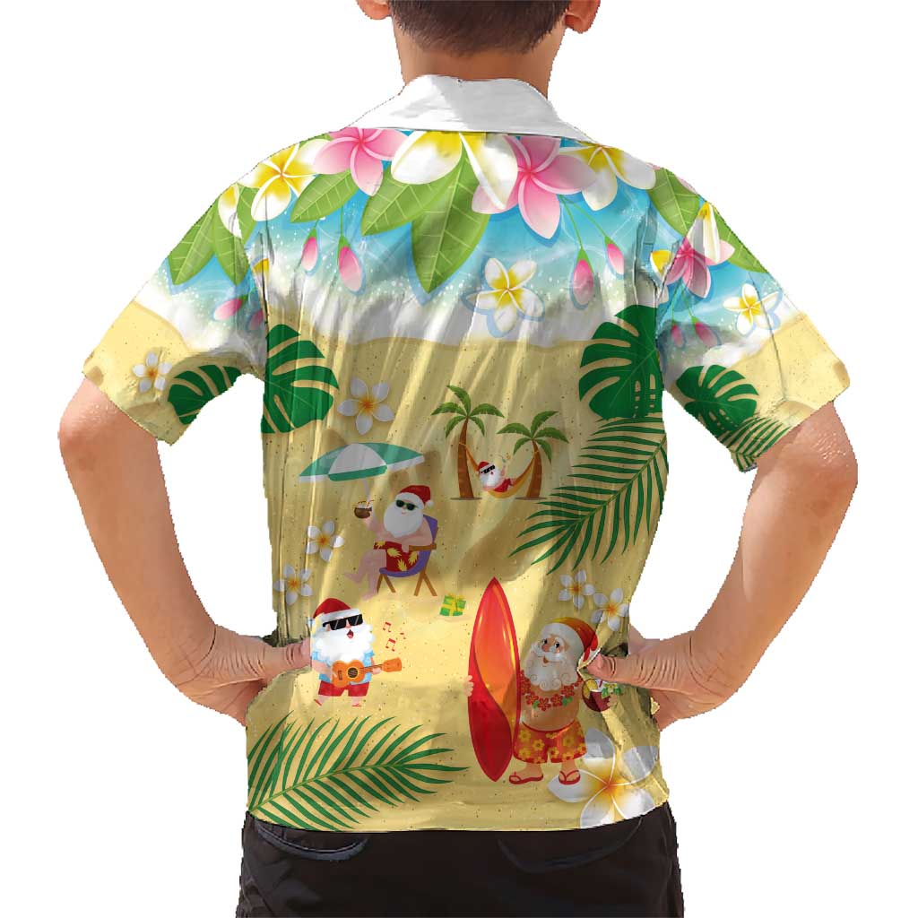 Hawaiian Mele Kalikimaka Hawaiian Shirt Tropical Plumeria and Lei Funny Santa Beach - Polynesian Pride