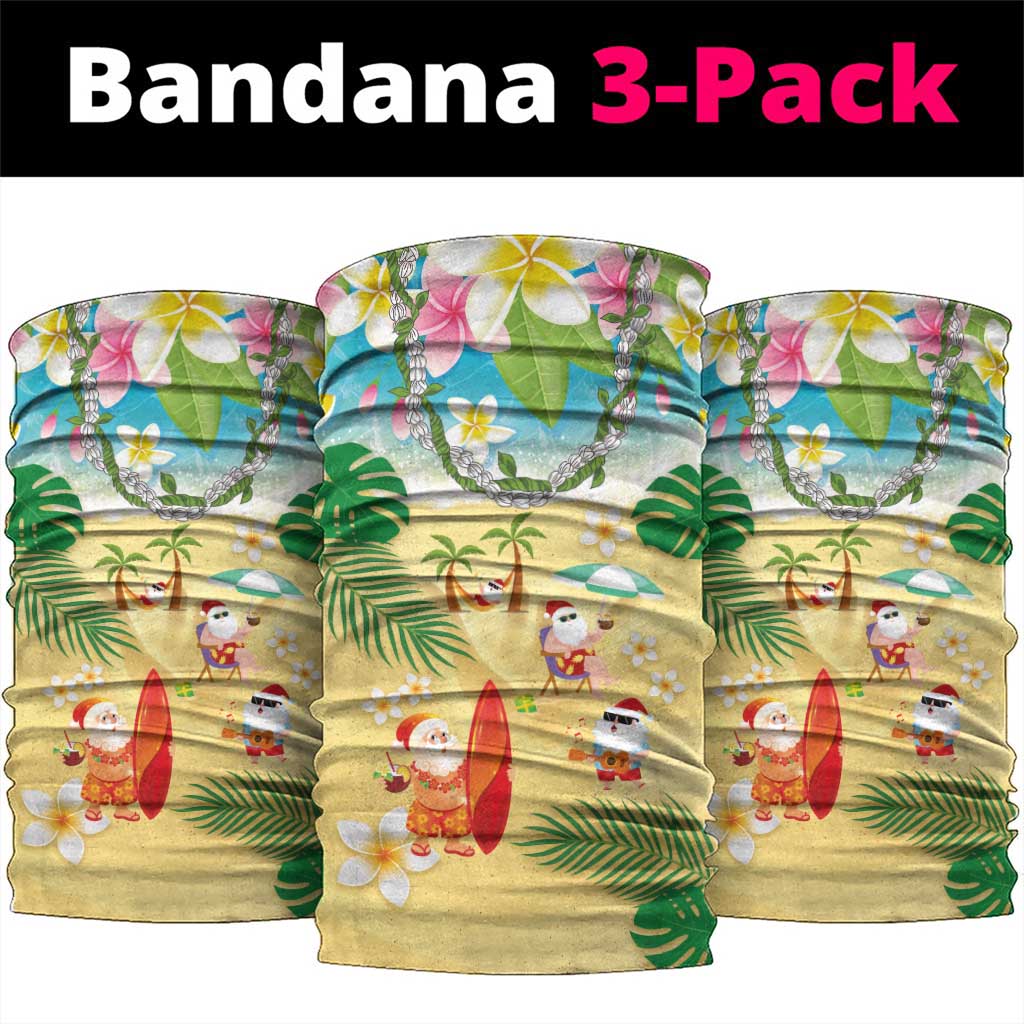 Hawaiian Mele Kalikimaka Neck Gaiter Tropical Plumeria and Lei Funny Santa Beach - Polynesian Pride