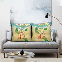 Hawaiian Mele Kalikimaka Pillow Cover Tropical Plumeria and Lei Funny Santa Beach - Polynesian Pride
