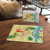 Hawaiian Mele Kalikimaka Puzzle Tropical Plumeria and Lei Funny Santa Beach - Polynesian Pride