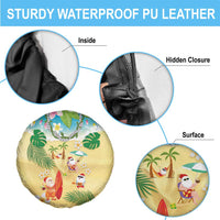 Hawaiian Mele Kalikimaka Spare Tire Cover Tropical Plumeria and Lei Funny Santa Beach - Polynesian Pride