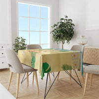 Hawaiian Mele Kalikimaka Tablecloth Tropical Plumeria and Lei Funny Santa Beach - Polynesian Pride