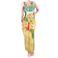 Hawaiian Mele Kalikimaka Tank Maxi Dress Tropical Plumeria and Lei Funny Santa Beach - Polynesian Pride