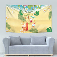 Hawaiian Mele Kalikimaka Tapestry Tropical Plumeria and Lei Funny Santa Beach LT03 - Polynesian Pride