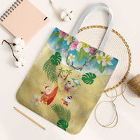 Hawaiian Mele Kalikimaka Tote Bag Tropical Plumeria and Lei Funny Santa Beach - Polynesian Pride