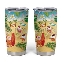 Hawaiian Mele Kalikimaka Tumbler Cup Tropical Plumeria and Lei Funny Santa Beach - Polynesian Pride