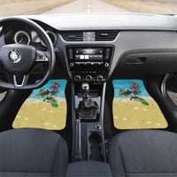 Hawaiian Mele Kalikimaka Car Mats Tropical Xmas Turtles Red Poinsettia Watercolor - Polynesian Pride