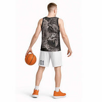 Hawaiian Plumeria and Hibiscus with Turtles Basketball Jersey Polynesian Art Grayscale - Polynesian Pride