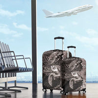 Hawaiian Plumeria and Hibiscus with Turtles Luggage Cover Polynesian Art Grayscale - Polynesian Pride