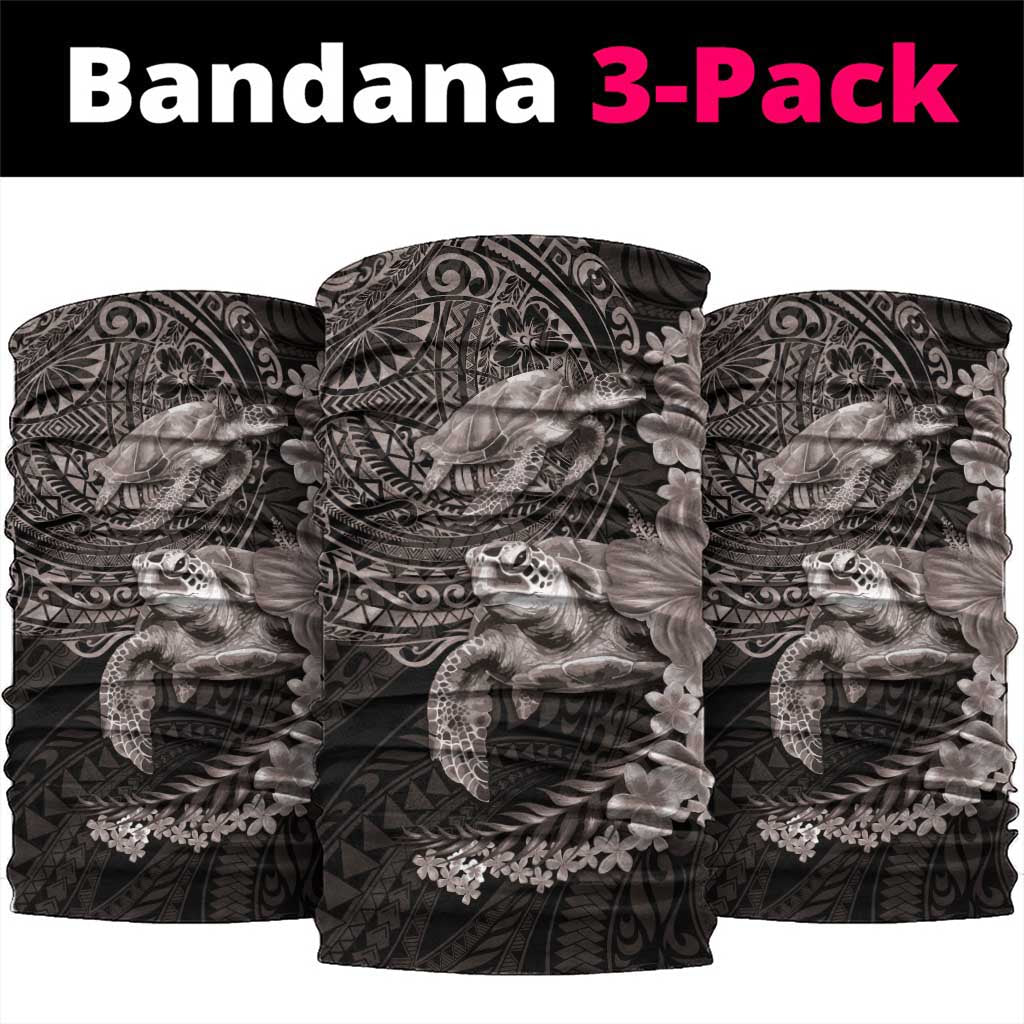 Hawaiian Plumeria and Hibiscus with Turtles Neck Gaiter Polynesian Art Grayscale - Polynesian Pride