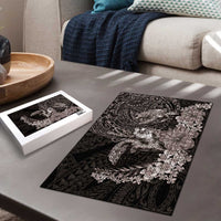 Hawaiian Plumeria and Hibiscus with Turtles Puzzle Polynesian Art Grayscale - Polynesian Pride