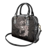 Hawaiian Plumeria and Hibiscus with Turtles Shoulder Handbag Polynesian Art Grayscale - Polynesian Pride