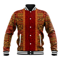 Hawaii Style Hibiscus and Tribal Element Fabric Patchwork Baseball Jacket LT03 Unisex Red - Polynesian Pride
