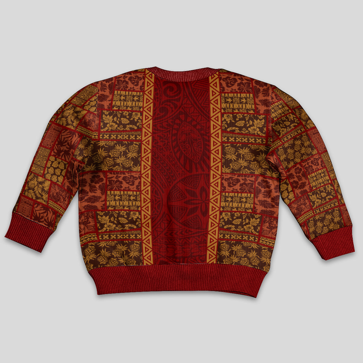 Hawaii Style Hibiscus and Tribal Element Fabric Patchwork Kid Ugly Christmas Sweater LT03 - Polynesian Pride