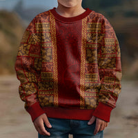 Hawaii Style Hibiscus and Tribal Element Fabric Patchwork Kid Ugly Christmas Sweater LT03 - Polynesian Pride